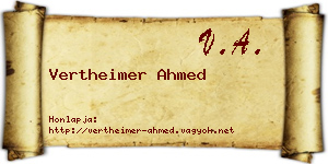 Vertheimer Ahmed névjegykártya